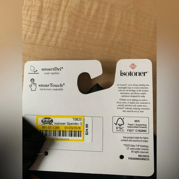 Isotoner smartDri smarTech black gloves size Small - Picture 3 of 4